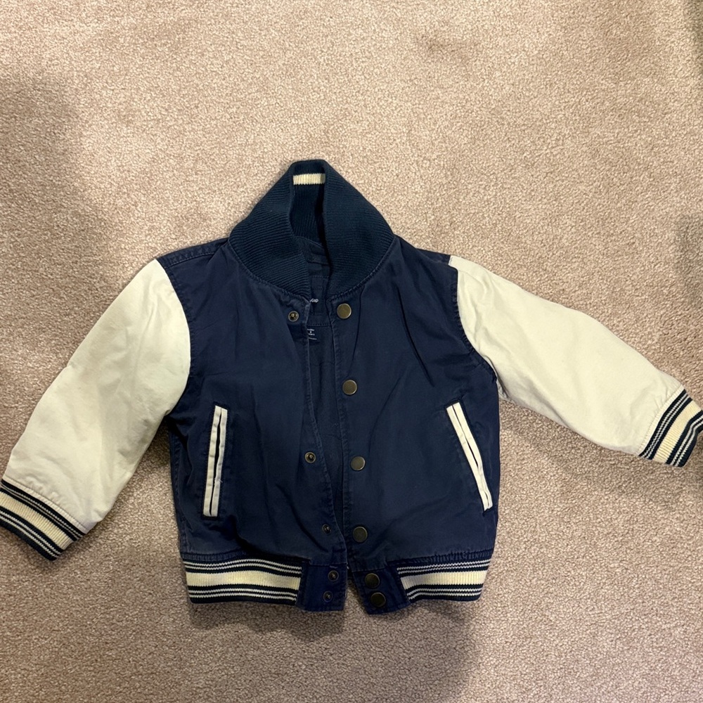 GAP Navy and White Kids Varsity-Style Jacket